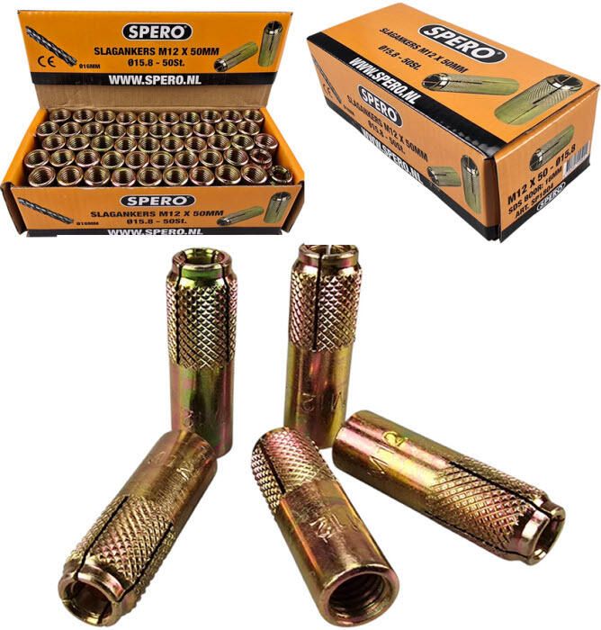 Spero Slagankers M12 PRO 16mm | Geruit oppervlak | Doos à 50 stuks SP1804