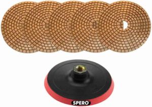 Spero SPMK05CS | Set Koper Diamant Polijstschijven | 125mm | Incl. 10mm Foam Padhouder