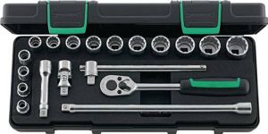 Stahlwille Dopsleutelset | 19-delig 3 8 inch | sleutelwijdtes 8-22 mm | aantal tanden 30 12-kant | 1 stuk 96024132