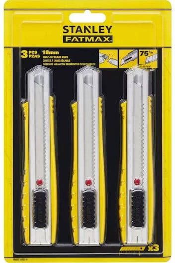 Stanley Handgereedschap Stanley Tripack FATMAX Afbreekmes | Metaal | 18mm (2+1 Gratis) FMHT10421-0