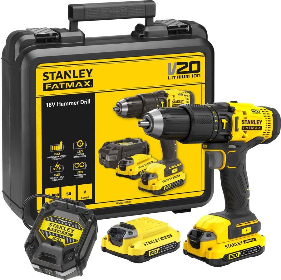 Stanley Powertools Stanley FATMAX SFMCD711C2K 20V MAX* 13mm HDD | 2 x 1.5Ah KB SFMCD711C2K-QW