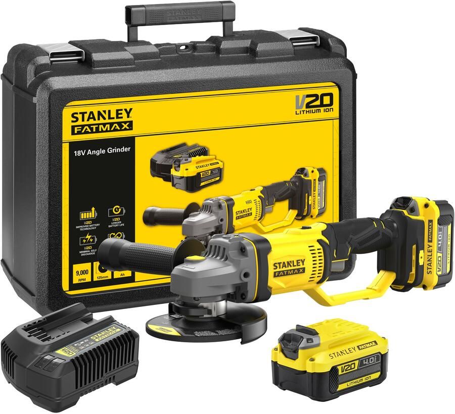 Stanley Powertools Stanley FATMAX SFMCG400M2K V20 18V Accu Haakse Slijper | 2x 4.0Ah | Met lader | In Koffer SFMCG400M2K-QW