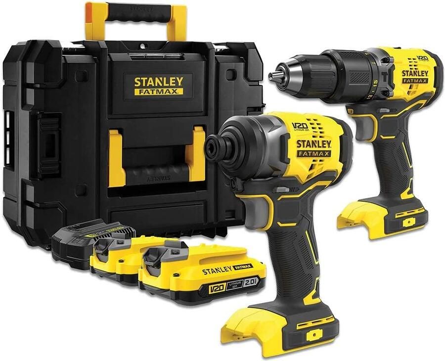 Stanley Powertools Stanley FATMAX SFMCK461D2T | V20 Brushless accu combiset 18V 2 machines in TSTAK (2x 2.0Ah accu + lader) SFMCK461D2T-QW