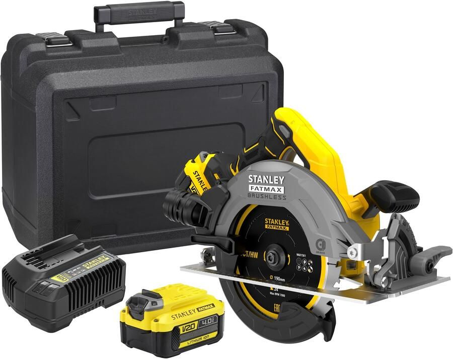 Stanley Powertools Stanley FATMAX SFMCS500M2K V20 18V Accu Cirkelzaag | 2x 4.0Ah Accu&apos;s + Lader | In Koffer SFMCS500M2K-QW