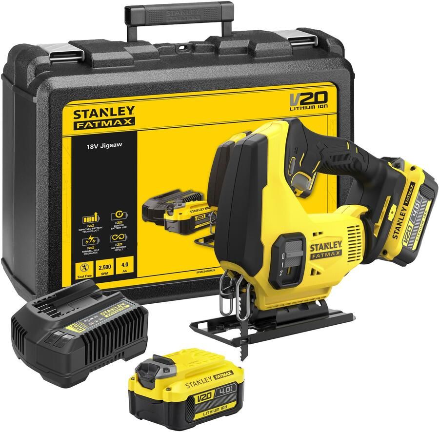 Stanley Powertools Stanley FATMAX SFMCS600M2K V20 18V Accu Decoupeerzaag | 2x 4.0Ah Accu&apos;s + Lader | In Koffer SFMCS600M2K-QW