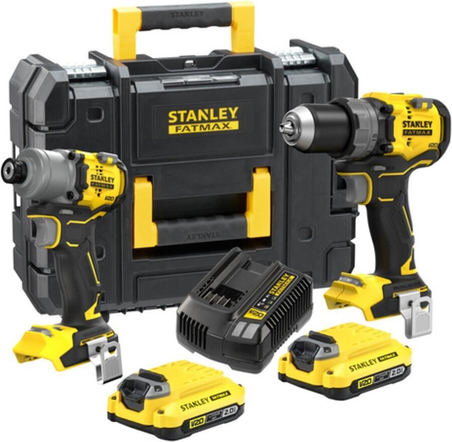 Stanley FATMAX SFMCK211D2T-QW | V20 brushless combikit 18V in TSTAK koffer (2x 2.0Ah accu + snellader) SFMCK211D2T-QW