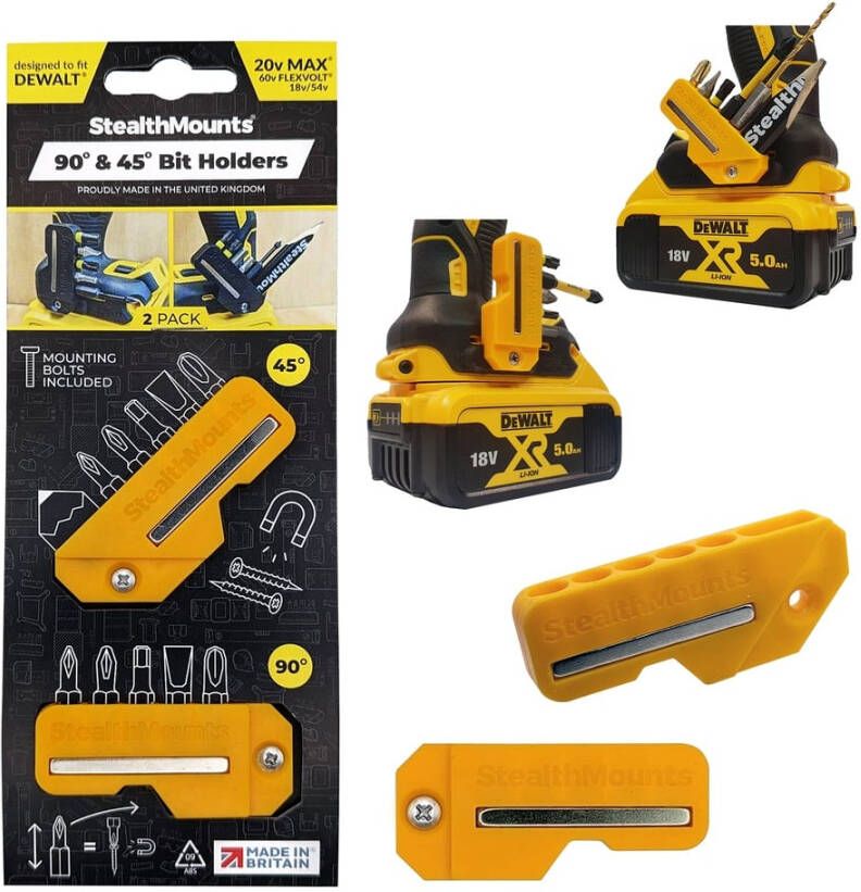 StealthMounts 4590 Bithouder voor DeWalt | Geel | 2 stuks BH-DW-4590-YLW