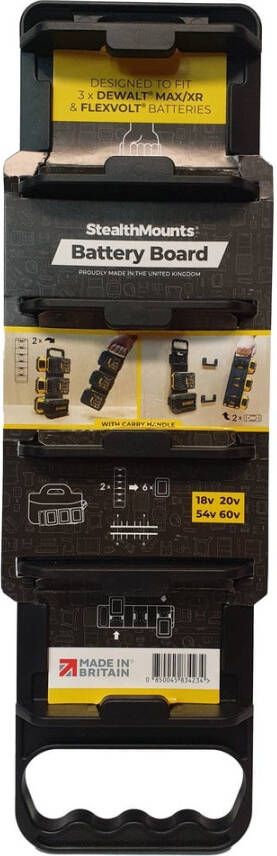 StealthMounts Batterijhouder voor DeWalt 20v XR met Handgreep | Zwart BD-DW20-H-1