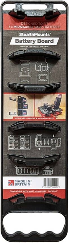 StealthMounts Batterijhouder voor Milwaukee M18 met Handgreep en Poten | Zwart BD-MW18-HF-1