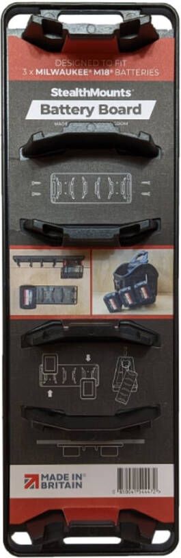 StealthMounts Batterijhouder voor Milwaukee M18 | Zwart BD-MW18-1