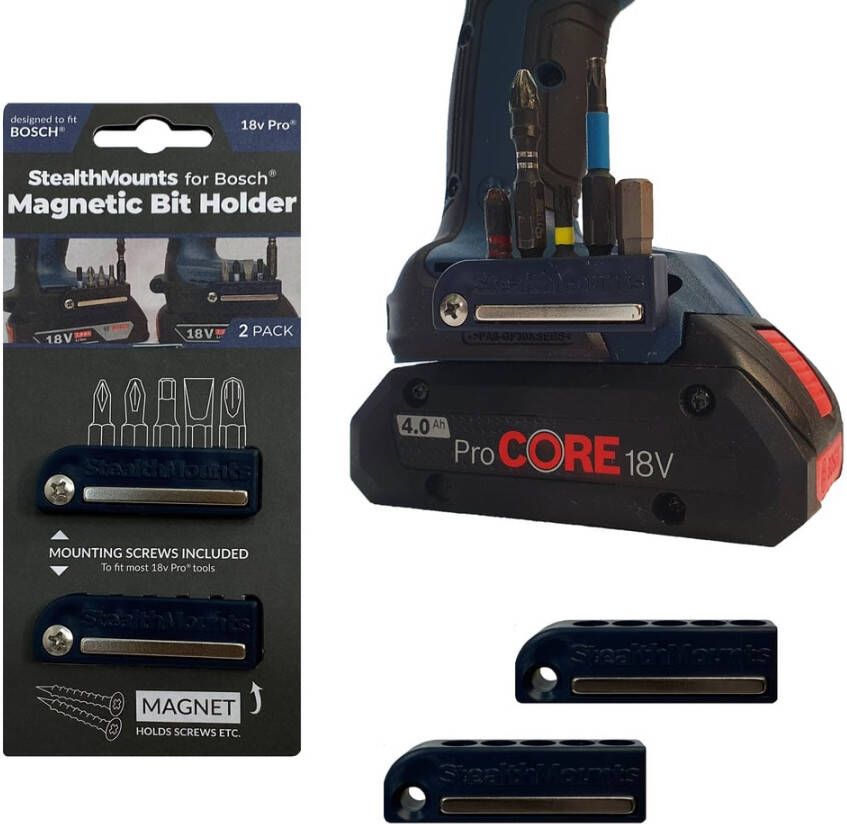 StealthMounts Bithouder voor Bosch 18v | Blauw | 2 Stuks BH-BO-BLU-2