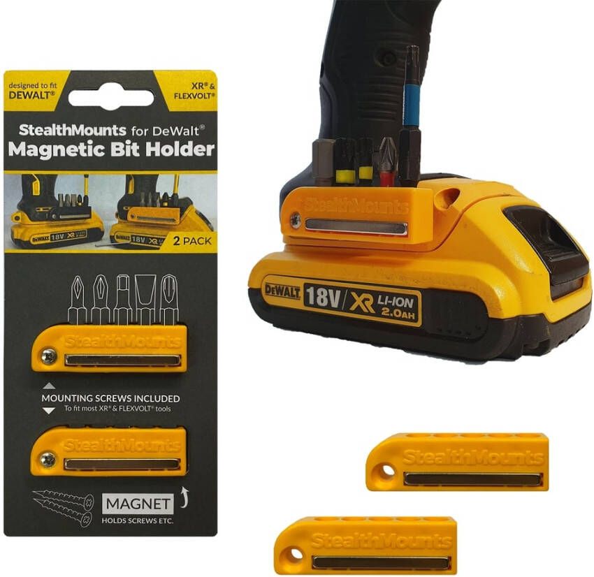 StealthMounts Bithouder voor DeWalt | Geel | 2 stuks BH-DW-YLW-2