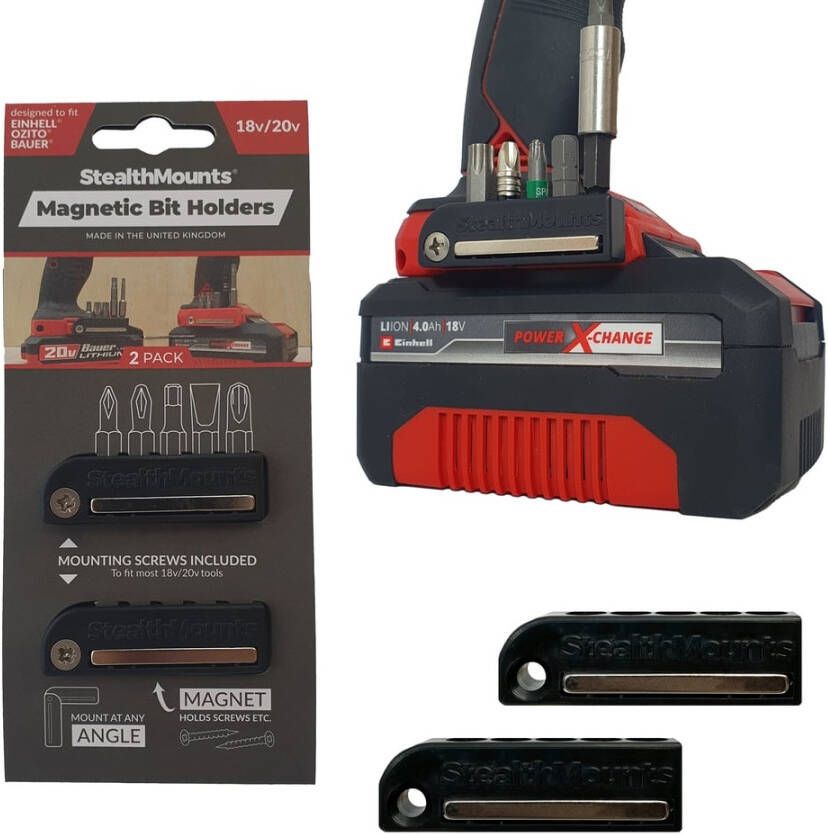 StealthMounts Bithouder voor Ozito Einhell Bauer | Zwart | 2 stuks BH-EOB-BLK-2