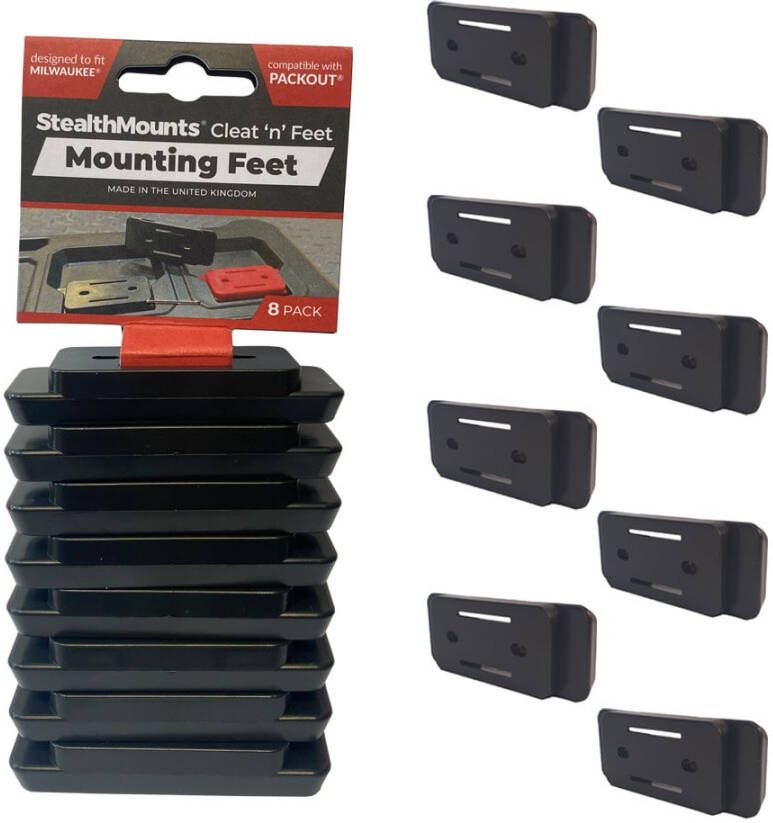 StealthMounts Cleat &apos;n&apos; Feet | Bevestigingsvoeten | Zwart | 8 stuks PAC-F-01-8