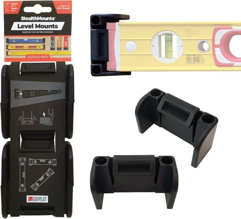 StealthMounts Waterpasbevestiging | Zwart | 2 stuks OM-LM-BLK-2