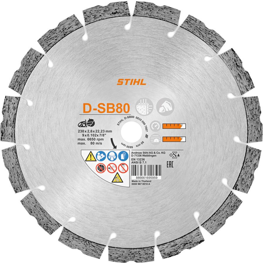 Stihl Accessoires Doorslijpschijven D-SB80 Ø 230mm 9" 08350967007