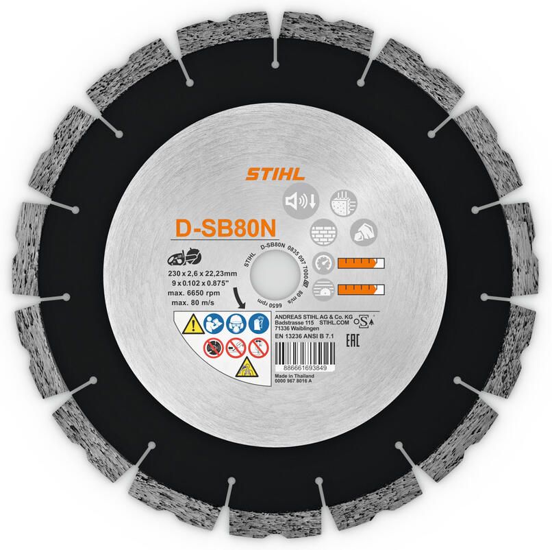 Stihl Accessoires Doorslijpschijven D-SB80N Ø 230mm 9" 08350977000