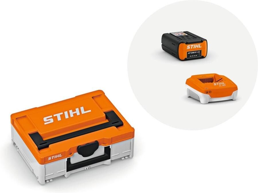 Stihl Power Box Basic met 2x AP 200 S accu&apos;s en 1x AL 301 Snellader 48502000042