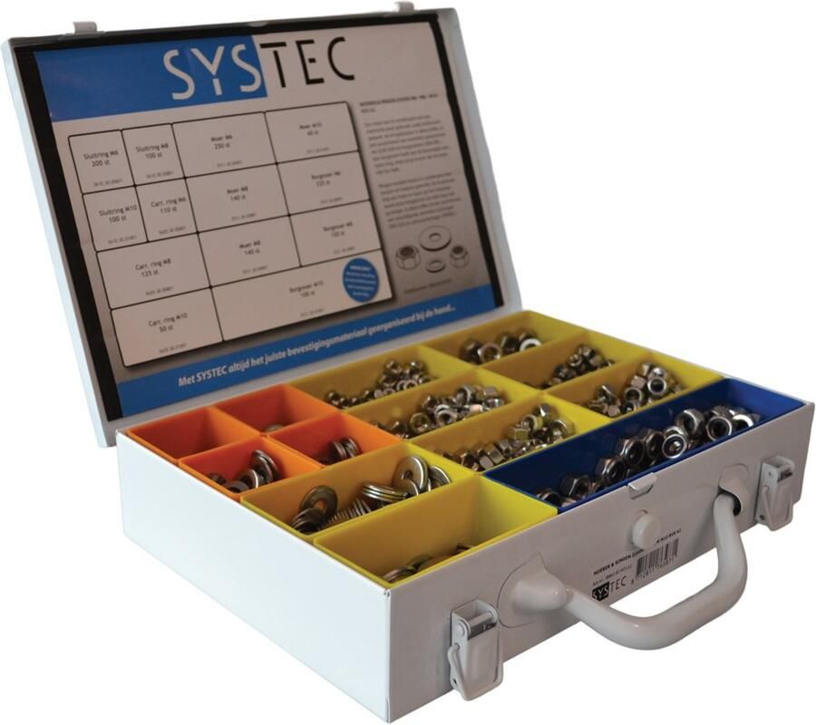 Systec Assortimentskoffer Moeren & Ringen Rvs-A2 Divers M6 M8 M10 8960.60.40102