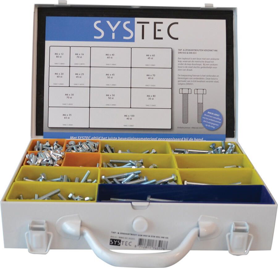 Systec Assortimentskoffer Tap- & Zeskantbout Vz Din933 931 M6 8960.60.30201