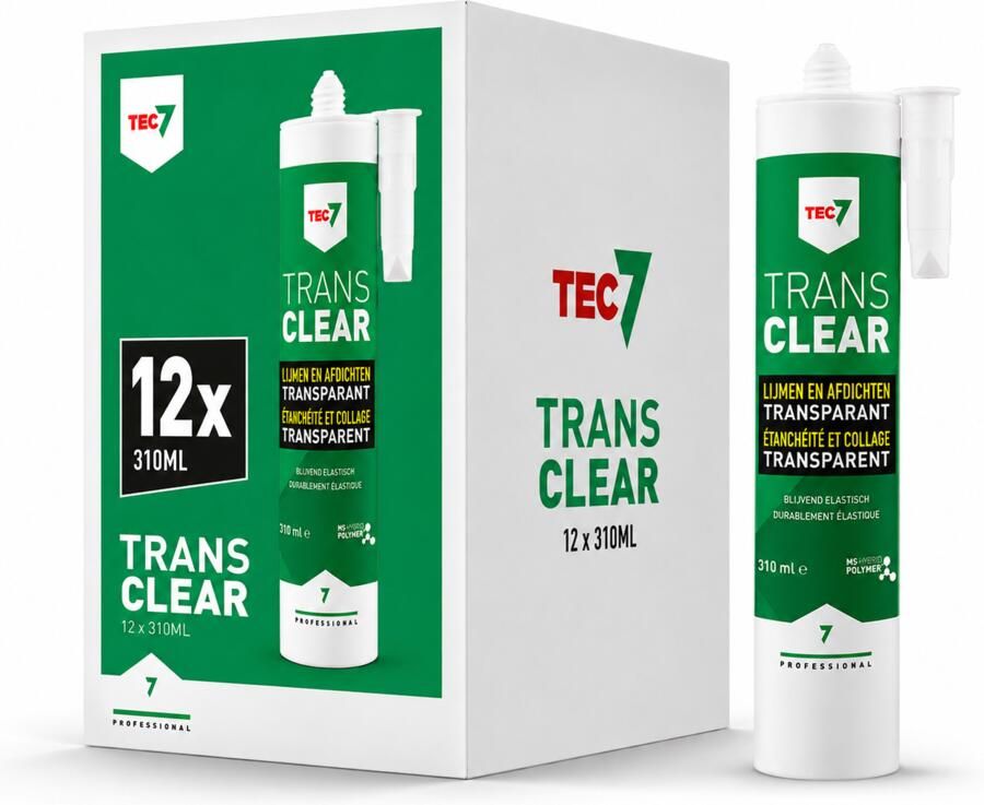 Tec7 Trans Clear Transparante universele afdichtingskit patroon 310ml 12st 539506000-1