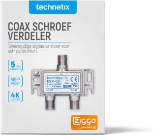 Technetix Satelliet Splitter Coax 5-1218 MHz | 2 Uitgangen | 1 stuks TN-ESX-02-S