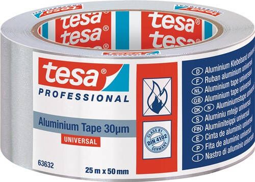 Tesa Aluminiumtape | met liners | lengte 25 m | breedte 50 mm wiel | 6 stuks 63632-00001-00