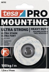 Tesa Montageband | wit | lengte 1 5 m | breedte 19 mm | 12 stuks 66792-00000-00
