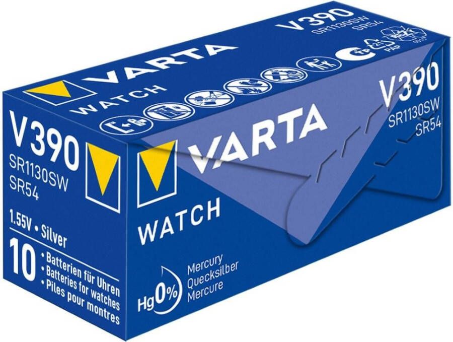 Varta Zilveroxide Batterij SR54 | 1.55 V DC | 80 mAh | Zilver | 10 stuks -V390