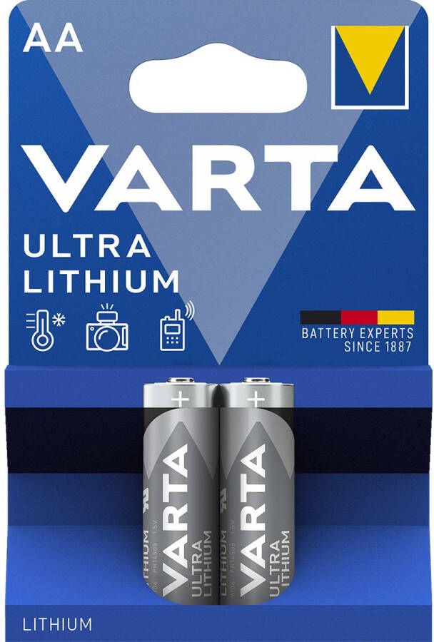 Varta Lithium Batterij AA | 1.5 V DC | 2900 mAh | 2 stuks | Grijs Zilver | 1 stuks -6106 2B