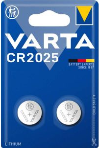 Varta Lithium-Knoopcelbatterij CR2025 | 3 V DC | 2 stuks | Zilver | 1 stuks 6025101402