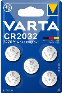 Varta Lithium-Knoopcelbatterij CR2032 | 3 V DC | 220 mAh | 10 x 5-Blister | Zilver -6032