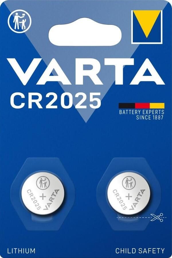 Varta Lithium-Knoopcelbatterij CR2025 | 3 V DC | 2 stuks | Zilver | 1 stuks 6025101402