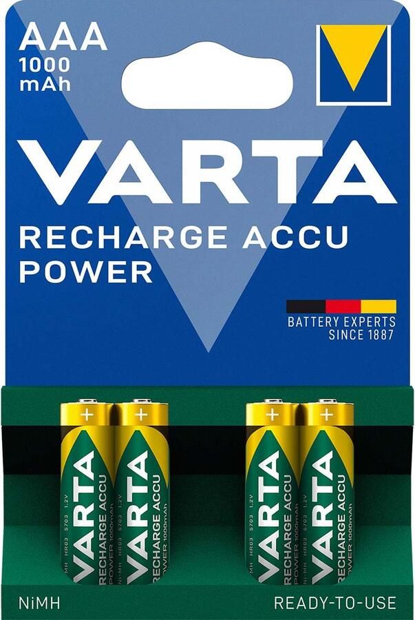 Varta Oplaadbare NiMH Batterij AAA 1.2 V 1000 mAh 4-Blister -5703B 4