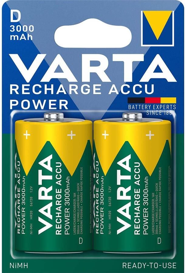 Varta Oplaadbare NiMH Batterij D 1.2 V 3000 mAh 2-Blister -56720B