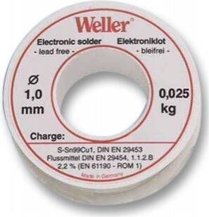 Weller EL99-1-100 Soldeertin 1mm 100g Loodvrij T0054025199