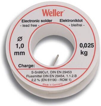 Weller EL99-1-25 Soldeertin 1mm 25g Loodvrij T0054025099
