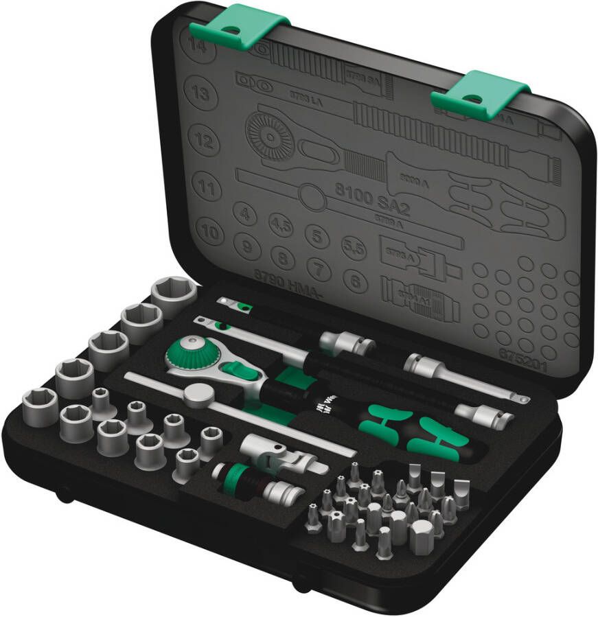 Wera 8100 SA 2 Zyklop Speed ratel- en doppenset 1 4"-aandrijving metrisch 42 -delig 1 stuk(s) 05003533001