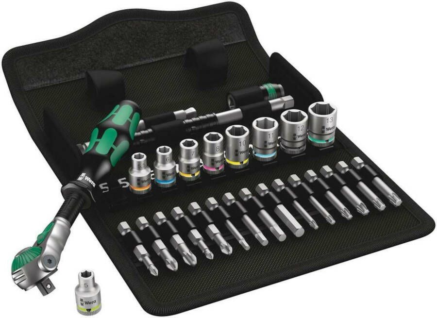 Wera 8100 SA 6 Zyklop Speed-ratelset 1 4"-aandrijving metrisch 28 -delig 1 stuk(s) 05004016001