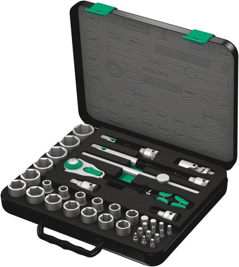 Wera 8100 SC 4 Zyklop Speed ratel- en doppenset 1 2"-aandrijving inch 38 -delig 1 stuk(s) 05003647001