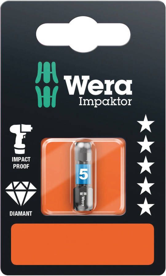 Wera 840 1 IMP DC Impaktor Bits SB Hex-Plus 6.0 x 25 mm 5 stuk(s)