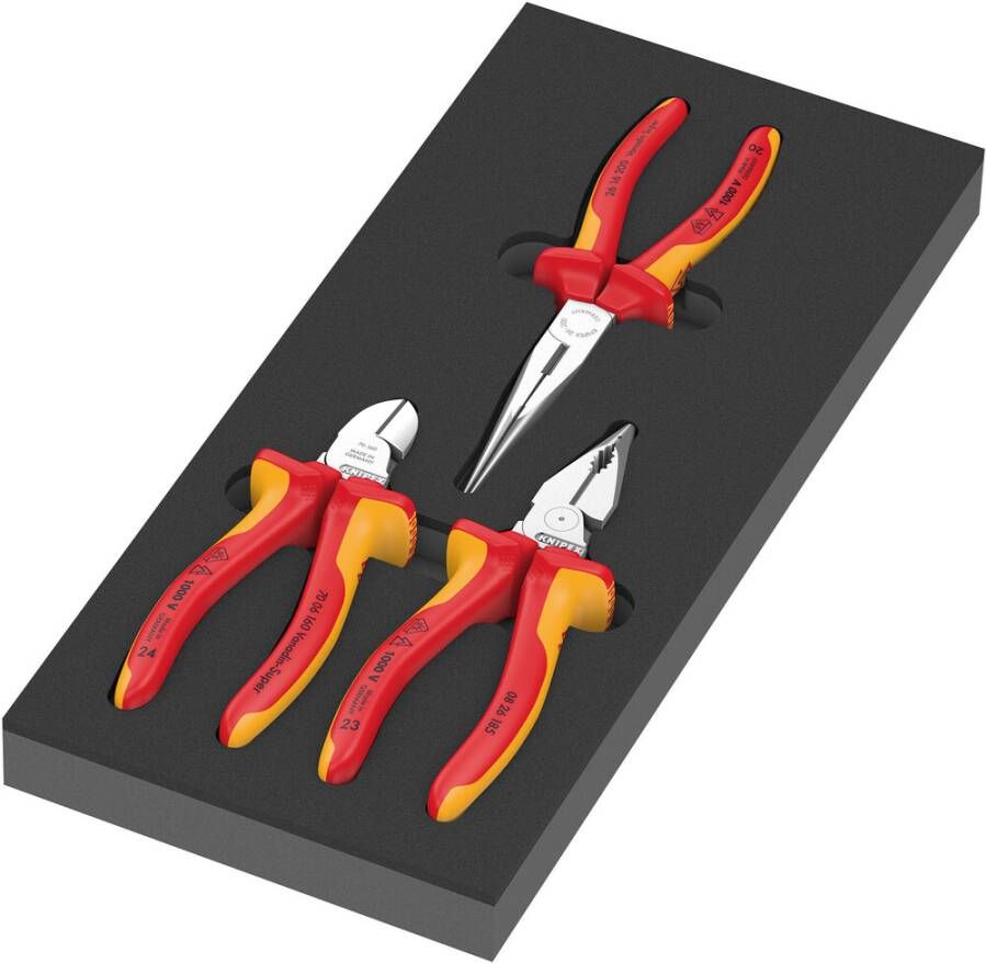 Wera 9784 Schuimrubberen inzetstuk | Met KNIPEX tangen Set VDE 1 | 3-delig 5150184001