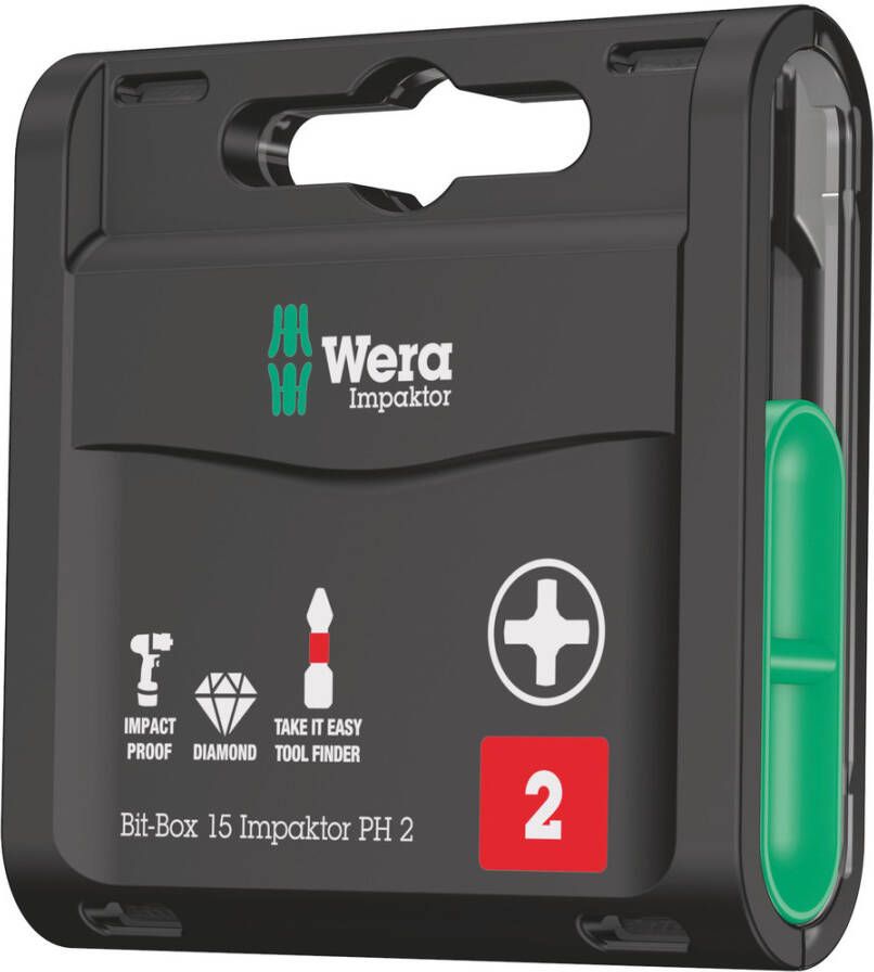 Wera Bit-Box 15 Impaktor PH 2 15-delig 1 stuk(s)