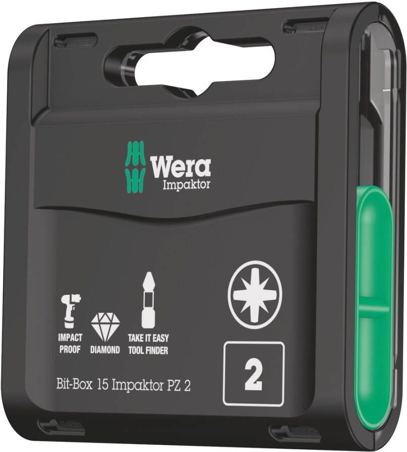 Wera Bit-Box 15 Impaktor PZ 2 15-delig 1 stuk(s) 05057763001