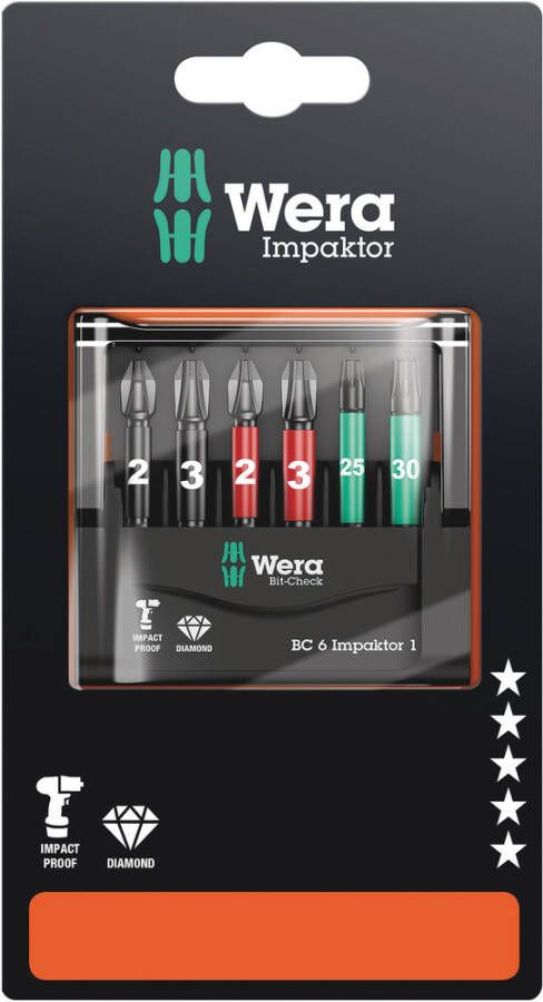 Wera Bit-Check 6 Impaktor 1 SB 6 -delig 1 stuk(s)