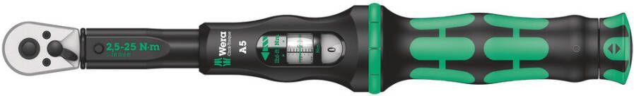 Wera Click-Torque A 5 draaimomentsleutel met omschakelratel 1 4 duim vierkant 2.5 25 Nm 1 stuk(s) 05075604001