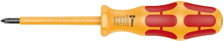 Wera 1062 i PH VDE-geïsoleerde Kraftform Phillips schroevendraaier PH 1 x 80 mm 05051601001