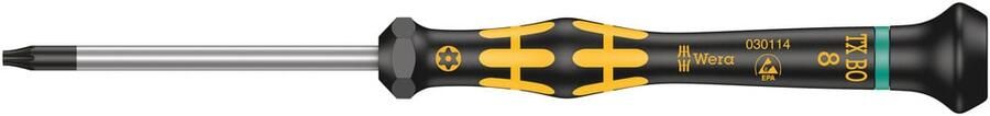 Wera 1567 TORX BO ESD Kraftform Micro Schroevendraaier met Boring TX 8 BO x 60 mm 05030114001