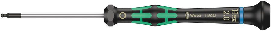 Wera 2052 Kraftform Micro Zeskant-Kogelkop Schroevendraaier 2.0 mm x 60 mm 1 stuk(s) 05118092001