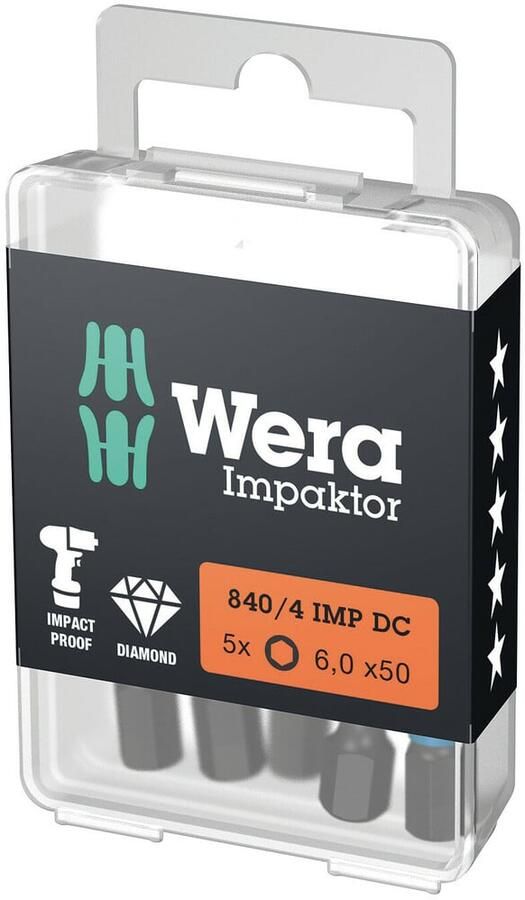 Wera 840 4 IMP DC Hex-Plus DIY Impaktor Bits 5 x 50 mm 5-delig 05057645001